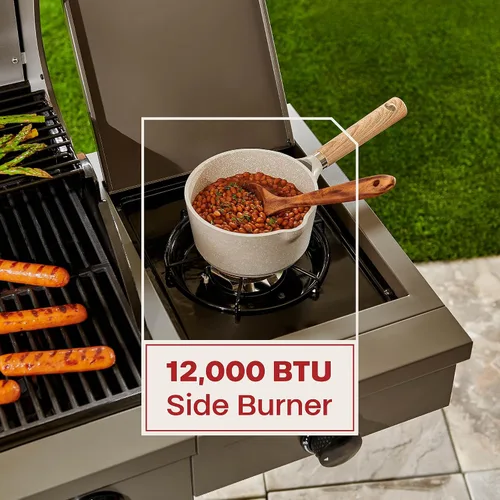 Miniatura 8 de TYTUS Anaheim parrilla de gas propano de 5 quemadores para cocinar al aire libre, parrilla de 48,000 BTU y quemador lateral de 12,000 BTU, área