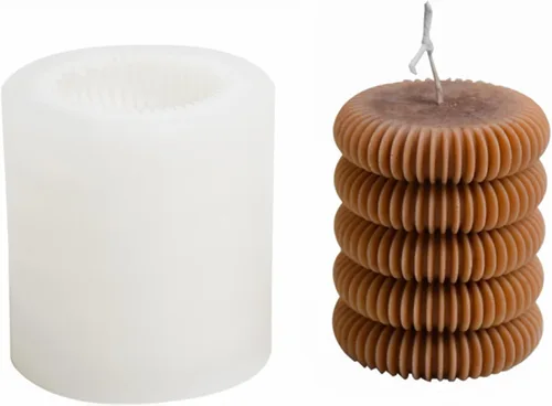 Miniatura 12 de Molde de silicona para velas a rayas de barril Molde de jabón para velas de pilar geométrico, molde de fondant, molde para hornear pastel