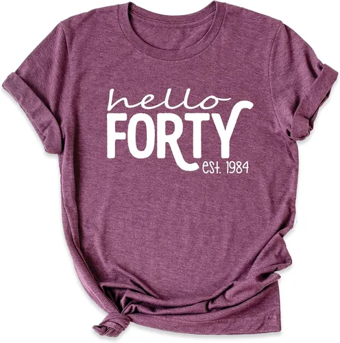 Miniatura 7 de Hello Forty Women's Men's 40th Birthday Party Shirt, Hello Forty Outfit, 40 Bday T-Shirt, 40th Birthday Gifts For Women, EST 1985 Birthday Gift