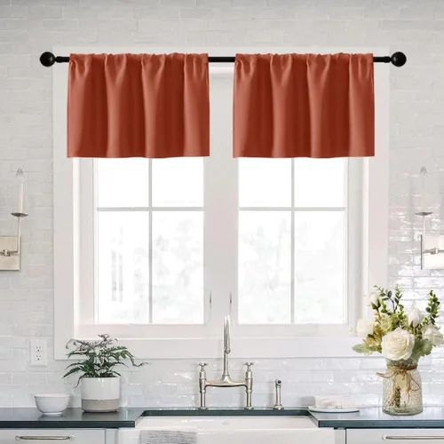 Miniatura 39 de XTMYI Cortinas de tela impermeable de 30 pulgadas para ventana de baño, cocina, mini ducha, pequeños paneles de cortina opacas cortos, juego de 2