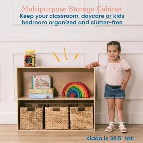 Miniatura 4 de ECR4Kids Streamline - Armario de almacenamiento con 2 estantes, 30 pulgadas, estantería para niños, color natural