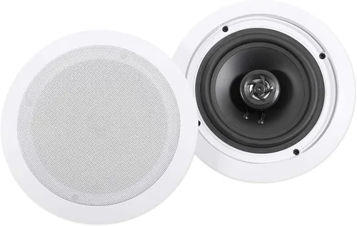 Miniatura 6 de Rockville Paquete blanco CC80T: (6) pares de altavoces de techo comerciales de 70 V de 2 vías de 8 pulgadas, RCS180-6 184 vatios RMS 6 zonas