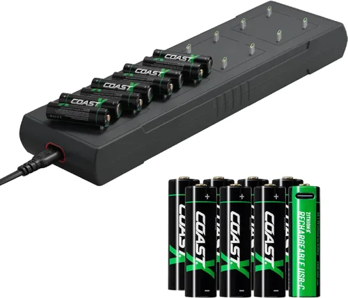 Miniatura 2 de Coast Zithion-X - Batería recargable AA (16 baterías) y estación de carga ZXCS16 de 16 puertos - Paquete combinado