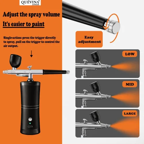 Miniatura 4 de Quevina - Kit de aerógrafo inalámbrico, con limpiador y diluyente, pistola pulverizadora de cepillo de aire portátil de mano, mini compresor