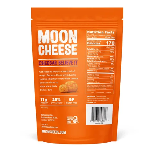 Miniatura 2 de Moon Cheese Cheddar Believe It, 10 onzas, paquete de 2, aperitivo de queso crujiente y rico en proteínas, apto para dieta cetogénica, 100% queso real