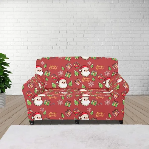 Miniatura 3 de GIFTPUZZ Funda de sofá roja navideña, protector de sofá con parte inferior elástica para sala de estar, dormitorio y decoración de oficina, elegante