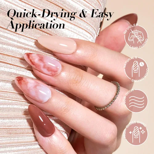 Miniatura 2 de AzureBeauty Juego de uñas en polvo de inmersión, 6 colores marrón nude, tonos de piel, polvo de inmersión natural, arte de uñas francés, salón