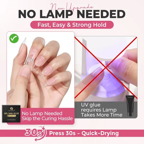 Miniatura 2 de UNA GELLA Pegamento de uñas súper fuerte de 0.07 onzas líquidas x 5 piezas para uñas a presión, puntas de uñas y uñas postizas transparentes, mini