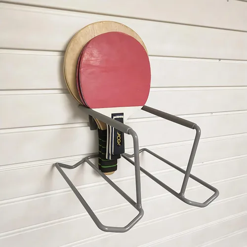 Miniatura 8 de Aolamegs Soporte para raqueta de tenis de metal para montaje en pared, de acero resistente, soporte de almacenamiento para raqueta de bádminton