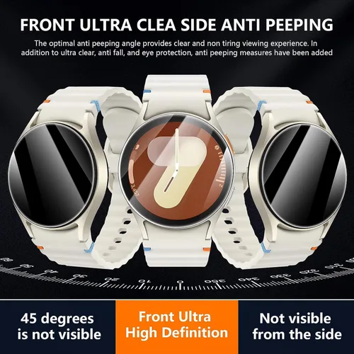 Miniatura 7 de Suoman Paquete de 4 protectores de pantalla de privacidad para Samsung Galaxy Watch 6/7/FE de 1.575 pulgadas, antiespías, dureza 9H, película