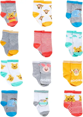 Disney Calcetines para bebé - Paquete de 12 Mickey Mouse, Winnie The Pooh, Rey León, Toy Story (recién nacidobebé)