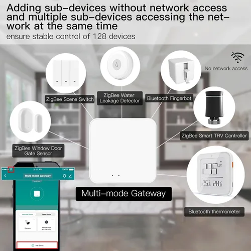 Miniatura 5 de ZigBee y Bluetooth Mesh Gateway Hub: Puerta de enlace de concentrador inteligente multiprotocolo, control de voz Tuya ZigBee Hub a través de Alexa
