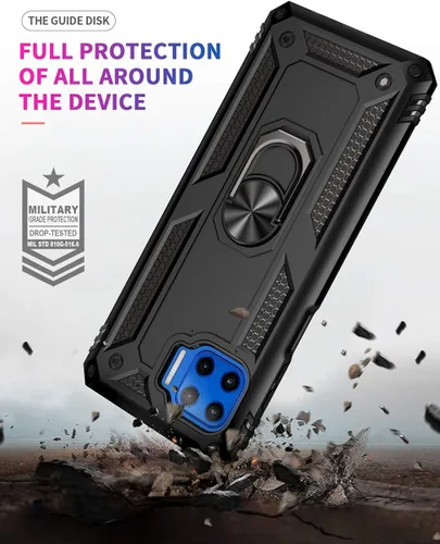 Miniatura 5 de Motorola One 5G Funda para teléfono celular, funda protectora híbrida de policarbonato duro suave TPU a prueba de golpes, soporte de anillo