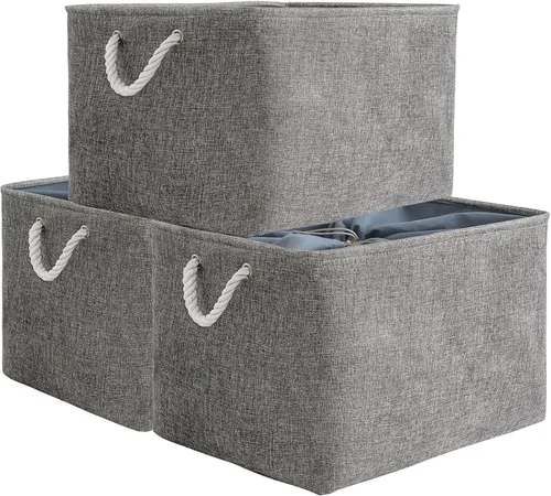 Miniatura 39 de TheWarmHome Contenedores de almacenamiento para estantes, tamaño mediano, 3 unidades, 13.8 pulgadas de largo x 9.8 pulgadas de ancho x 6.7 pulgadas