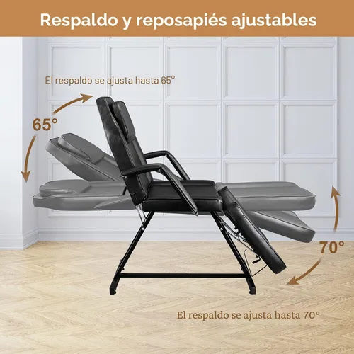 Miniatura 3 de OmySalon silla de masaje para salón, silla para tatuajes, cama para esteticistas con taburete hidráulico, cama facial de tres secciones multiusos