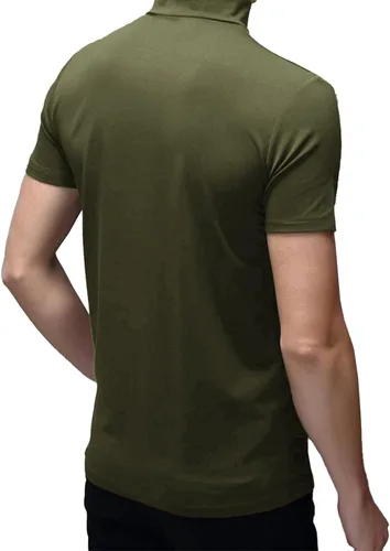 Miniatura 3 de Camiseta de manga corta para hombre, básica, cuello alto, ajustada, sin botones, térmica, sólida