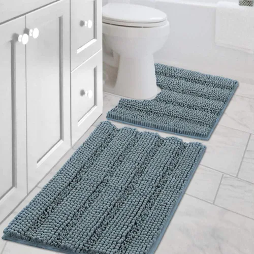 Miniatura 137 de H.VERSAILTEX - Alfombras de baño, juego de 2 piezas, alfombra de contorno para baño, juego de alfombras para inodoro, alfombra antideslizante