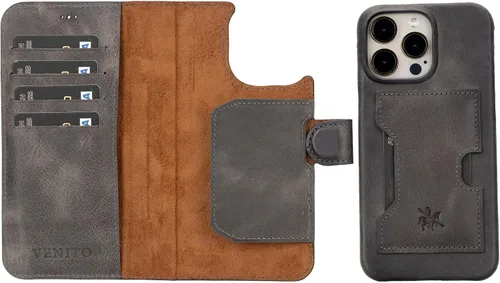 Miniatura 191 de Venito Florence - Funda de piel compatible con Samsung Galaxy S9, extra segura con bloqueo RFID, cartera desmontable para teléfono (gris decolorado)