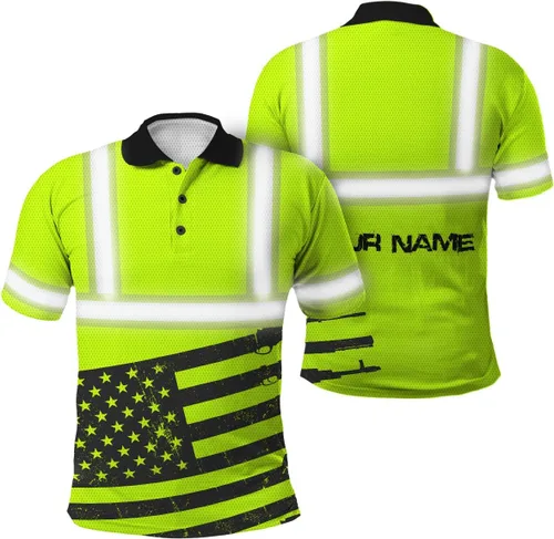Miniatura 28 de Polo reflectante con bandera de camuflaje de alta visibilidad para hombres y mujeres, polo de seguridad para trabajo, patriótico Polo 03