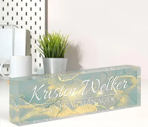Miniatura 27 de Placa de nombre personalizada para escritorio, placa de nombre de escritorio personalizada, decoración de oficina para mujeres y hombres, accesorios