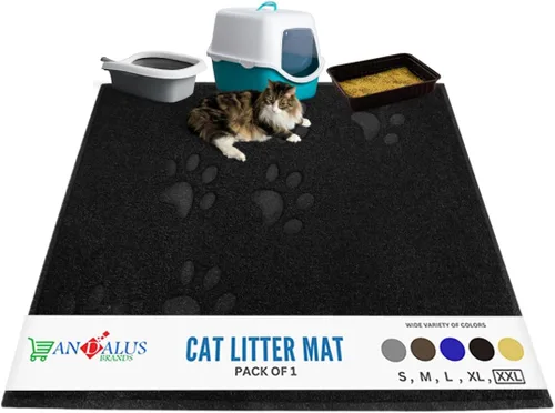 Miniatura 21 de Andalus Tapete Pequeño para Arena de Gatos, Paquete de 1 - Impermeable, Antideslizante y Fácil de Limpiar, Tapete para Caja de Arena de Gatos