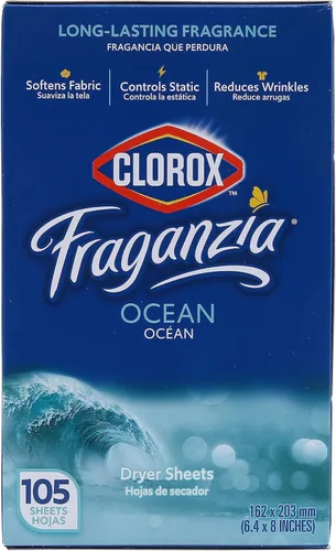 Miniatura 13 de Clorox Fraganzia - Hojas de secadora suavizantes de tela, reductoras de arrugas y antiestáticas, para ropa con gran olor, suaviza telas, aroma Océano