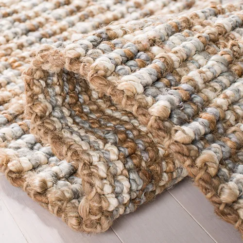 Miniatura 7 de SAFAVIEH Alfombra de área de 9 x 12 pies, colección de fibra natural, grande, gris y marrón natural, yute hecho a mano, estilo de granja, pelo