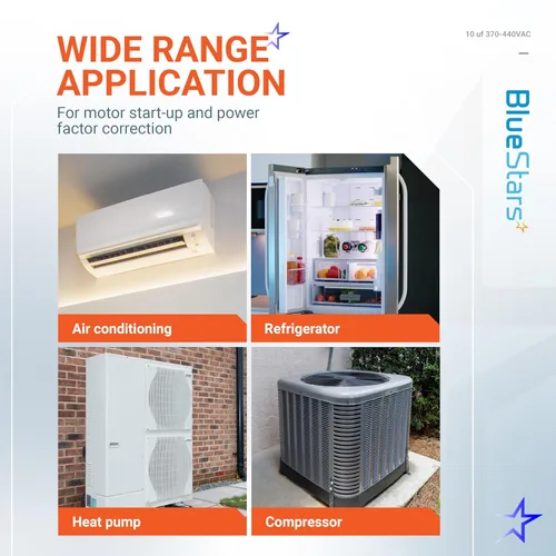 Miniatura 9 de [Listado UL] BlueStars 10 uF ± 5% MFD 370/440V CBB65 CBB65A Pieza de Repuesto de Capacitor de Arranque y Funcionamiento Ovalado - Capacitores