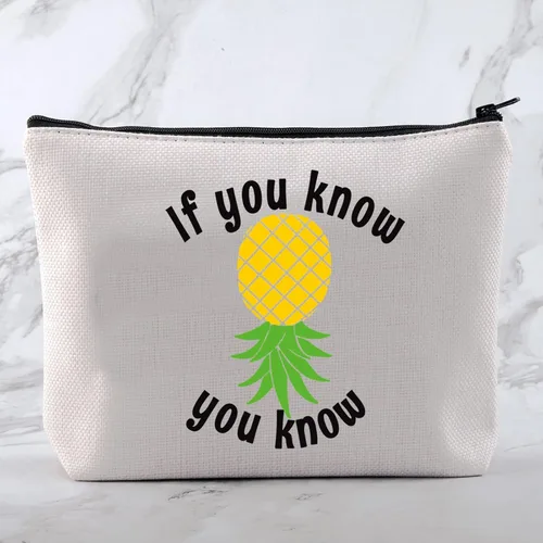 Miniatura 3 de MNIGIU Bolsa de cosméticos divertida de piña al revés Bolsa de maquillaje de piña Swinger Regalo de fiesta de regalo, Piña al revés., Monedero