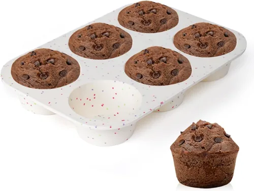 Miniatura 14 de CAKETIME Molde de silicona para magdalenas, molde para magdalenas de tamaño regular para hornear 12 cavidades, molde antiadherente de silicona