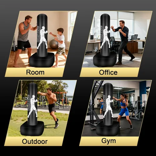 Miniatura 7 de Punching Bag for Adults, 70" Boxing Bag with Stand, Freestanding Heavy Bag with Boxing Gloves, Reflex Ball Set, Kickboxing Bag Training Equipment