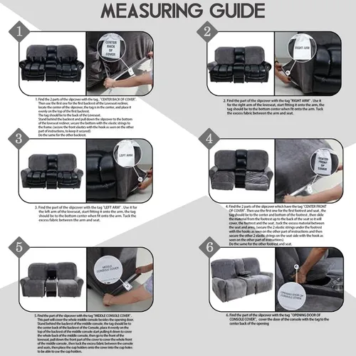 Miniatura 7 de ULTICOR Funda para Sofá de Dos Plazas Reclinable con Consola del Medio, Fundas de Sofá Reclinable de Terciopelo Elástico de 8 Piezas, Gruesas, Negro