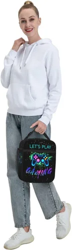Miniatura 7 de SARA NELL Lonchera con controlador de juegos, bolsa de almuerzo colorida para niños, lonchera impermeable con aislamiento térmico para niños, mini