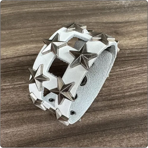 Miniatura 7 de Pulsera de cuero ancho de estrella de aleación punk rock