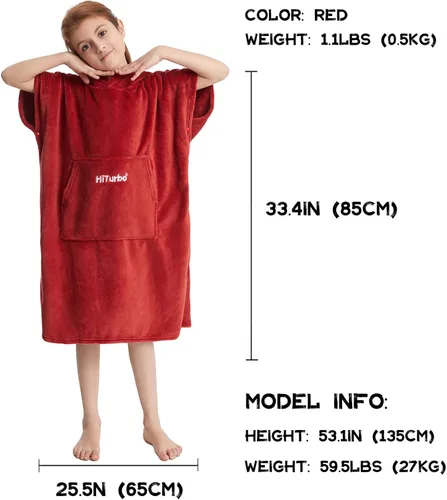 Miniatura 2 de Hiturbo Toalla para niños cambiadora: toallas de baño de felpa suave, sudadera con capucha cálida de forro polar coral, poncho de surf de natación