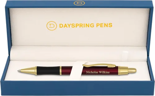 Miniatura 10 de Dayspring Pens, Monroe - Bolígrafo negro, grabado personalizado con detalles de oro de 18 quilates, acción de clic, tinta negra de punta media