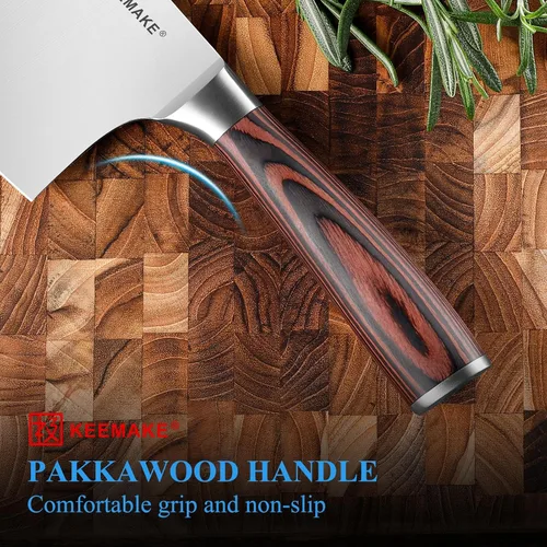Miniatura 4 de Cuchillo KEEMAKE de 7 pulgadas, cuchillo para carne de servicio pesado con acero alemán de alto carbono inoxidable 1.4116, cuchillo de verduras