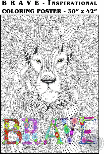 Miniatura 5 de SJPRINTER Arte de pared inspirador, póster motivacional gigante para colorear con mandala, para niños y adultos, ideal para niñas y niños