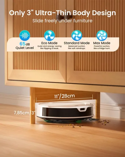 Miniatura 3 de OKP Robot Aspirador y Fregona Combo K5 Ultra Pequeño Limpiador Robótico con Navegación ToF LiDAR, 6000 Pa de Succión, Control WiFi/App/Alexa, 170
