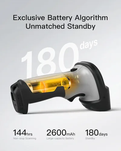 Miniatura 5 de Inateck - Escáner de código de barras Bluetooth, 1 carga para 180 días de espera, alcance de 35 m, escaneo automático rápido y preciso, BCST-70
