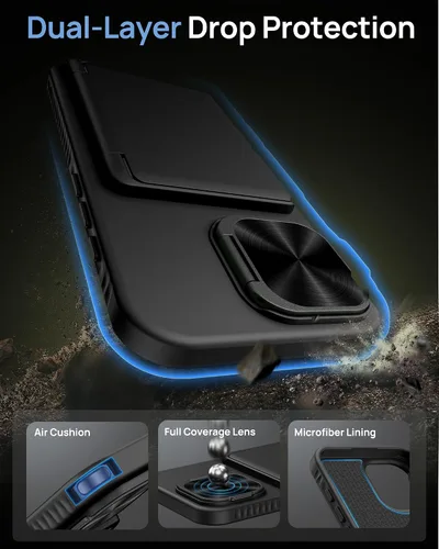 Miniatura 6 de Funda para iPhone 16e tipo cartera, soporte integrado, tarjetero y cubierta para lente de cámara, protección de cuerpo completo, resistente, Negro