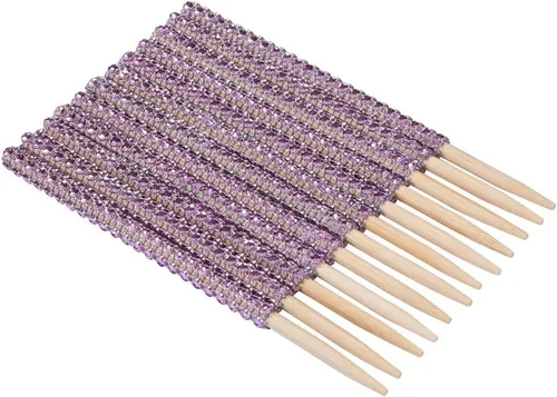 Miniatura 2 de Quotidian Palitos brillantes de bambú con purpurina de durazno de 6 pulgadas (5.9 in) paquete de 24 – caramelo de pastel de manzana caramelo Rosado