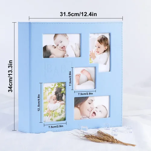 Miniatura 2 de Ywlake - Álbum de fotos para bebé de 4 x 6 con 500 bolsillos, cubierta de cuero para baby shower, álbum para niño o niña, capacidad para 500 fotos
