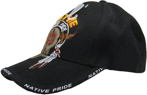 Miniatura 3 de Gorra bordada india negra con diseño de calavera de toro nativo, Multi