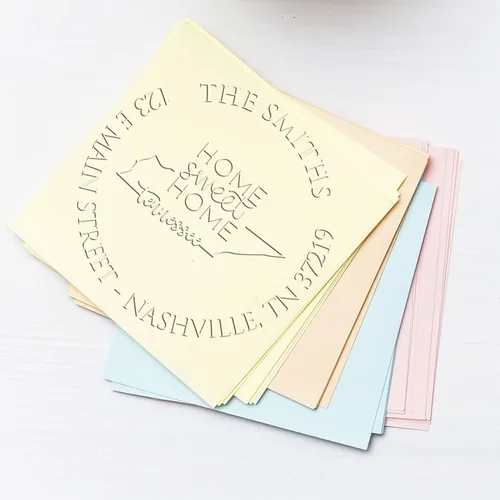 Miniatura 191 de Sello en relieve de dirección personalizado para nuevos propietarios de viviendas, sello redondo de 1-5/8 para dirección de casa, estampado