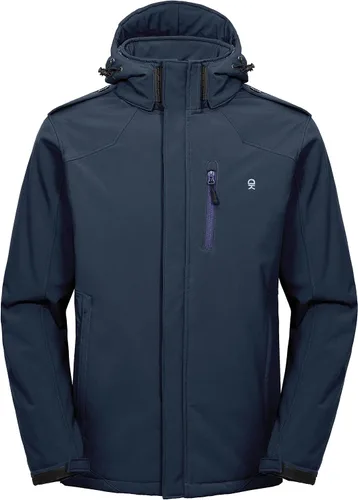 Miniatura 9 de Little Donkey Andy - Chaqueta de invierno para hombre, forro de sherpa cálido, softshell, cortavientos, para montaña, esquí, nieve, con capucha