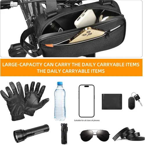 Miniatura 4 de Bolsa de Manillar de Bicicleta Profesional Impermeable Bolsa Frontal de Barra Transversal de Bicicleta Cesta de Bicicleta Bolsas de Marco