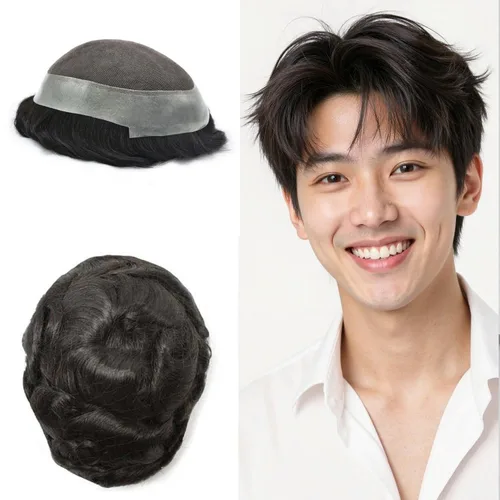Miniatura 62 de Sistema de reemplazo de cabello de encaje francés para hombre, piezas de cabello de aspecto natural, color negro, marrón, rubio, gris, protesis