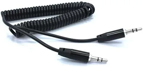 Cable auxiliar en espiral negro de alta calidad para coche, cable estéreo de audio de 0.138 in, adaptador auxiliar para iPod Nano 5ª, 7ª generación,