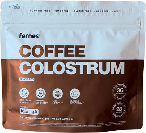 Calostro de café en polvo para mujeres y hombres – Alimentado con pasto, ordeño bovino entero para el primer día – Sin OMG, sin soja, keto, sin
